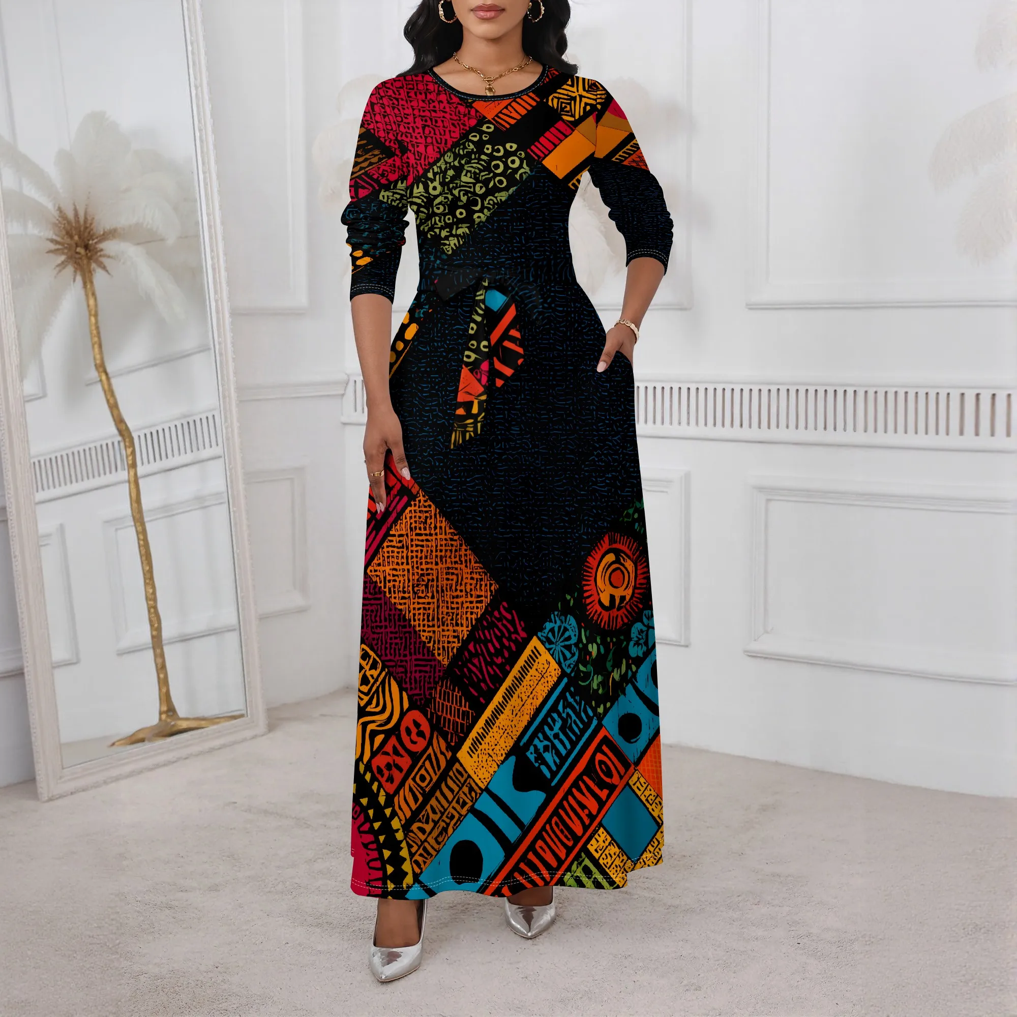 Afro Patchwork Maxi Belted Dress XS-3XL Long Sleeve Style for Kwanzaa, Juneteenth or African Heritage Celebration Look
Afro Patchwork Maxi Belted Dress XS-3XL Long Sleeve Style for Kwanzaa, Juneteenth or African Heritage Celebration Look