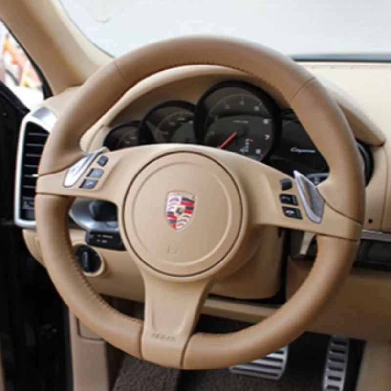 Hand-Stitched Beige genuine Leather Non-Slip car Steering Wheel Cover For Porsche Cayenne Panamera 2010-2012 Auto Parts
Hand-Stitched Beige genuine Leather Non-Slip car Steering Wheel Cover For Porsche Cayenne Panamera 2010-2012 Auto Parts