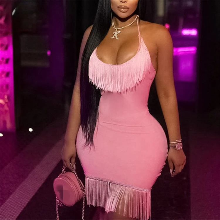 Sexy Halter Backless Tassel Bodycon Mini Dress Women Sleeveless Night Club Outfits 2024 Summer Fairy Grunge Party Dress
Sexy Halter Backless Tassel Bodycon Mini Dress Women Sleeveless Night Club Outfits 2024 Summer Fairy Grunge Party Dress