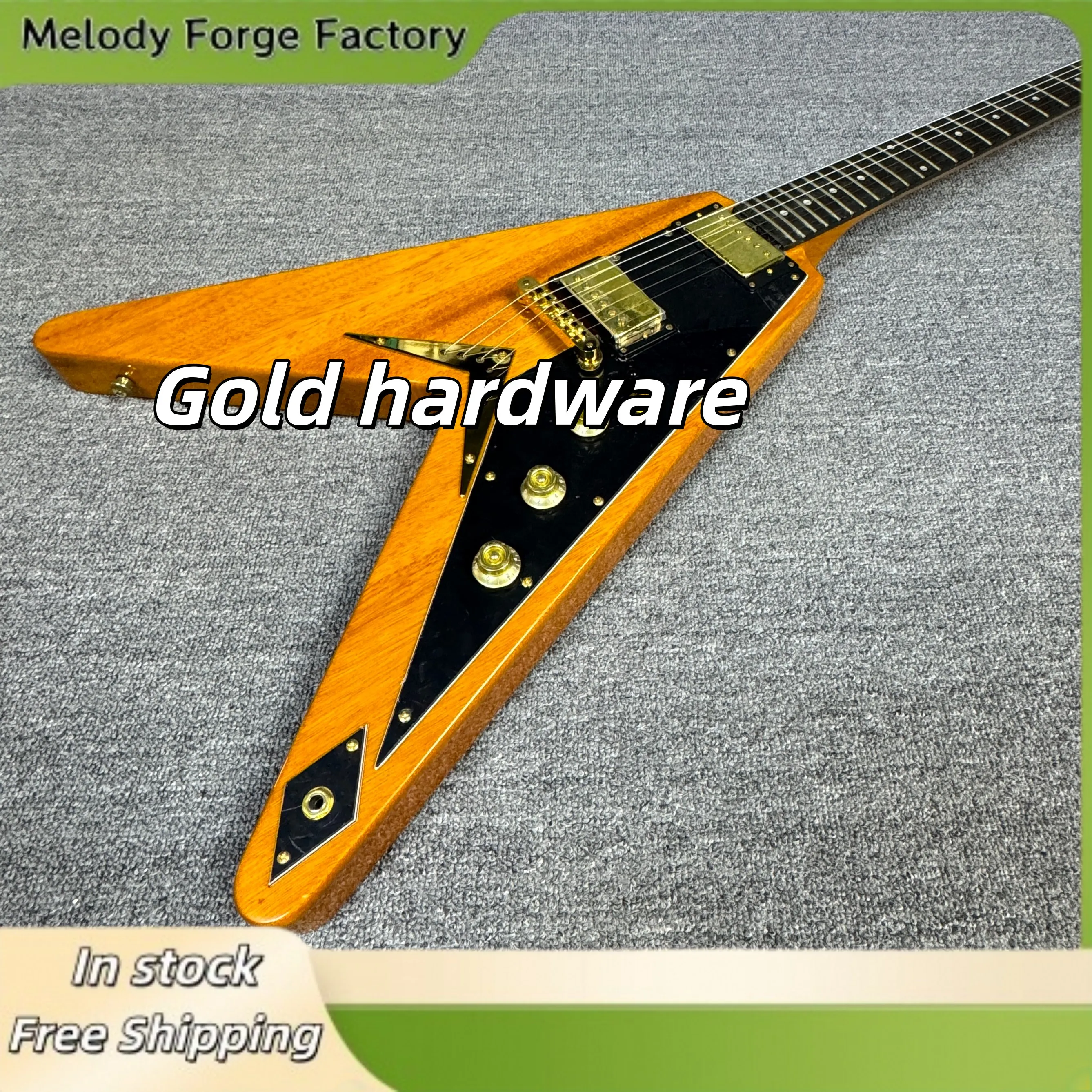Электрогитара Log Brown V-GB Sahpe с грифом из палисандра, звукоснимателями HH Humbucker, золотистой фурнитурой и фиксированным бриджем
Электрогитара Log Brown V-GB Sahpe с грифом из палисандра, звукоснимателями HH Humbucker, золотистой фурнитурой и фиксированным бриджем