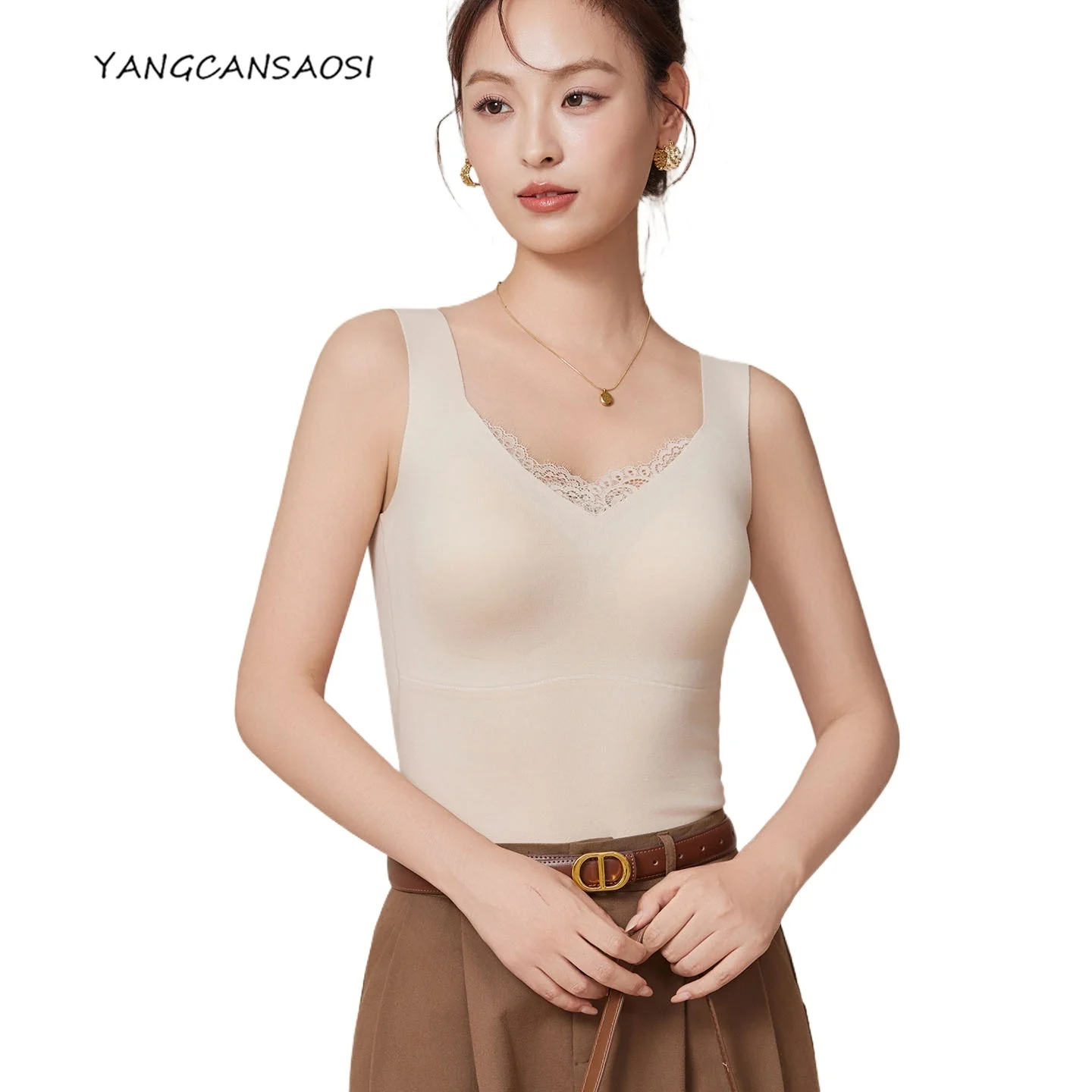 Female Sexy Clothing Natural Mulberry Silk Brushed Cashmere Integrated Fixed Cup No Trace Solid No Need To Wear Bra Warm Vest
Female Sexy Clothing Natural Mulberry Silk Brushed Cashmere Integrated Fixed Cup No Trace Solid No Need To Wear Bra Warm Vest