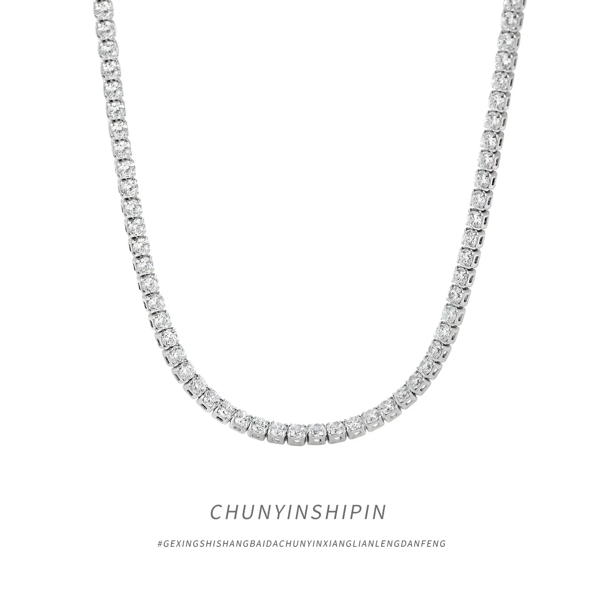 S925 Sterling Silver 2mm Tennis Chain Necklace Minimalist Luxury Diamond Pendant Women Jewelry
S925 Sterling Silver 2mm Tennis Chain Necklace Minimalist Luxury Diamond Pendant Women Jewelry