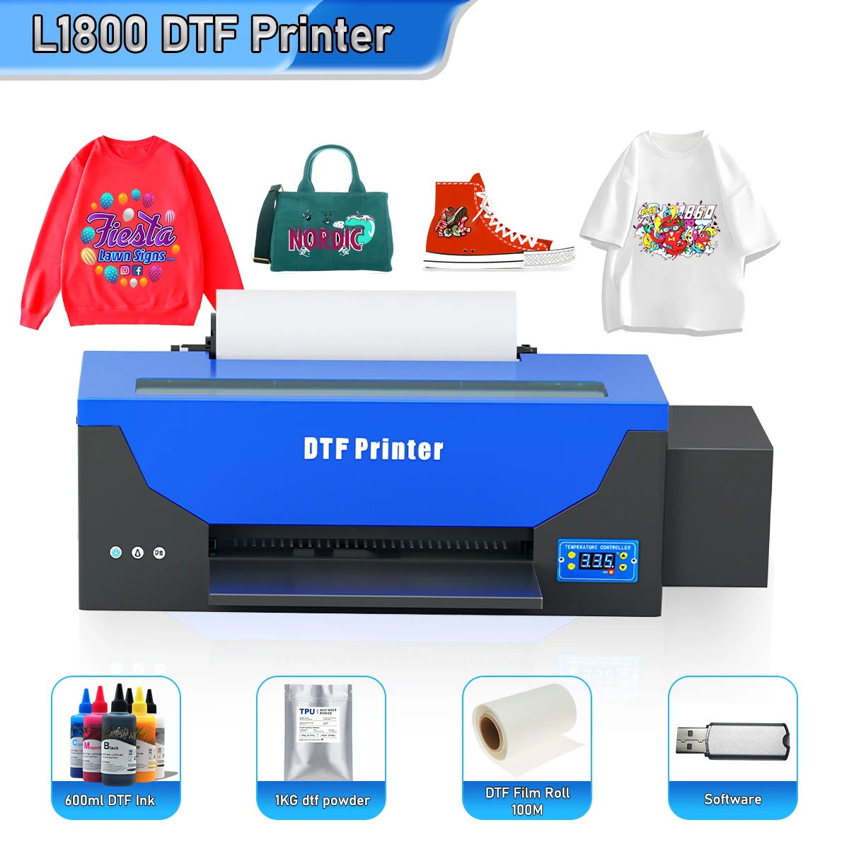 DTF Printer L1800 R1390 A3 DTF Transfer Printer For PET Film Transfer Hoodies Jeans DTF T-shirt Printing Machine A3 DTF Printer
DTF Printer L1800 R1390 A3 DTF Transfer Printer For PET Film Transfer Hoodies Jeans DTF T-shirt Printing Machine A3 DTF Printer