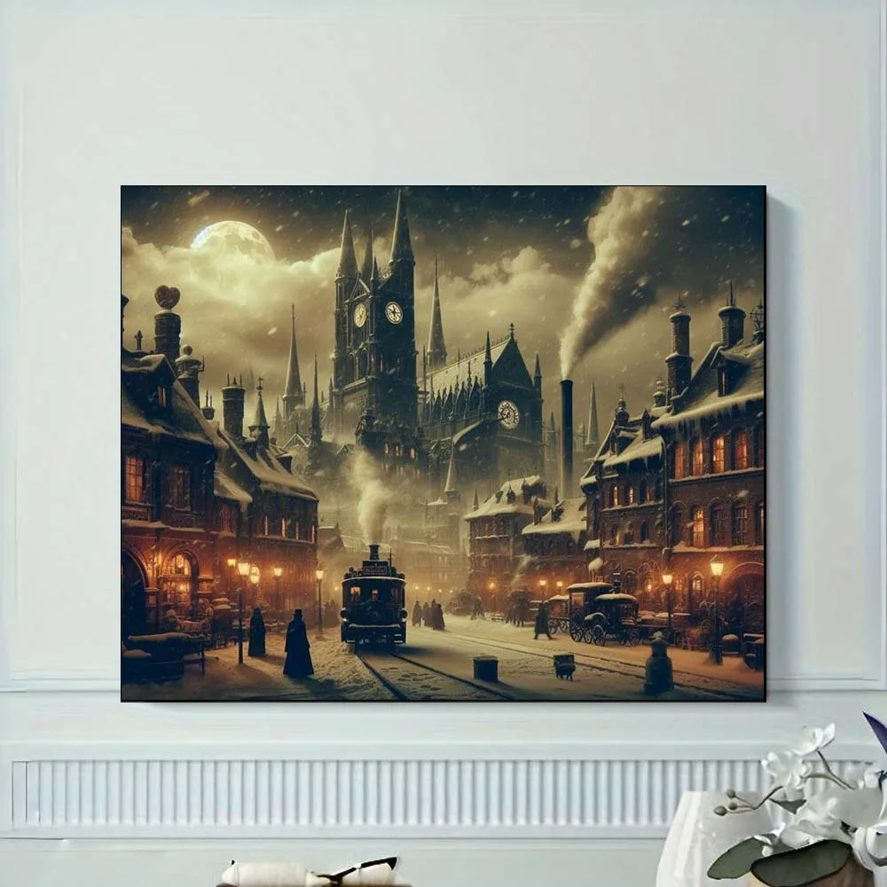 Winter Medieval Village With Steam Locomotive Canvas Art Beginner Adults Diy Digital Oil Painting Set Not Including Frameless
Winter Medieval Village With Steam Locomotive Canvas Art Beginner Adults Diy Digital Oil Painting Set Not Including Frameless