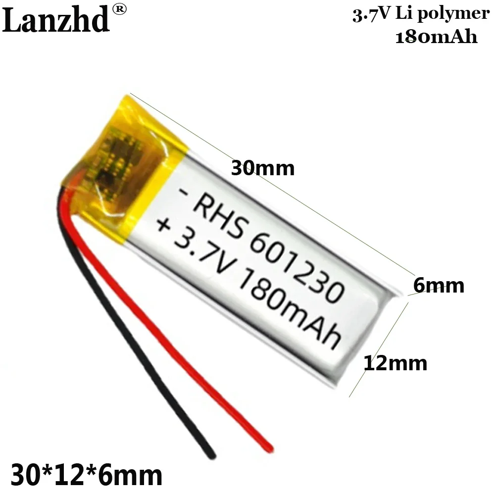 601230 polymer lithium battery 180mAh 3.7V battery For easy to install small aircraft supplementary light lithium battery
601230 polymer lithium battery 180mAh 3.7V battery For easy to install small aircraft supplementary light lithium battery