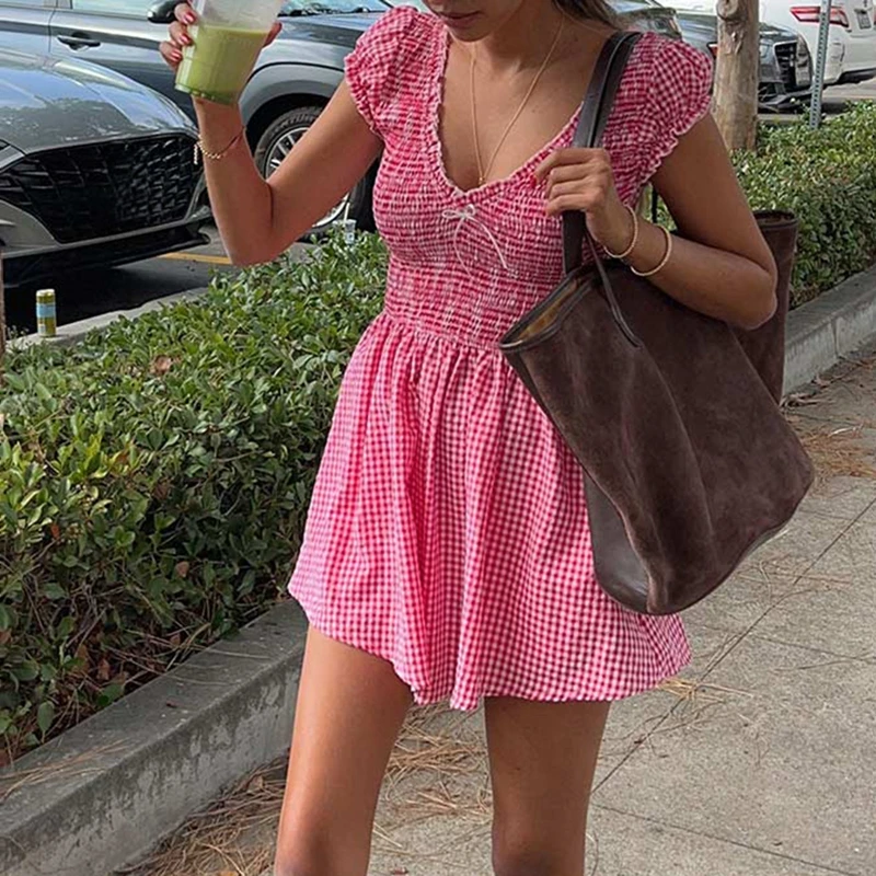 Vintage Plaid Wide Leg Shorts Jumpsuit Overall Women Y2k Gingham Playsuit Fairy V Neck Short Sleeve Shirred Smocked Romper Dress
Vintage Plaid Wide Leg Shorts Jumpsuit Overall Women Y2k Gingham Playsuit Fairy V Neck Short Sleeve Shirred Smocked Romper Dress