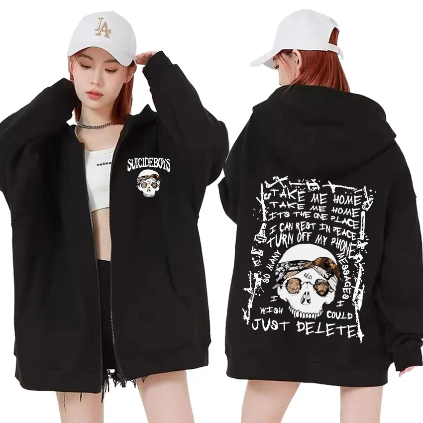 Suicide Boys Skeleton Zipper Hoodies Vintage Suicideboys Boys Now The Moon's Rising Album Sweatshirt Men's Fashion Zip Up Hoodie
Suicide Boys Skeleton Zipper Hoodies Vintage Suicideboys Boys Now The Moon's Rising Album Sweatshirt Men's Fashion Zip Up Hoodie