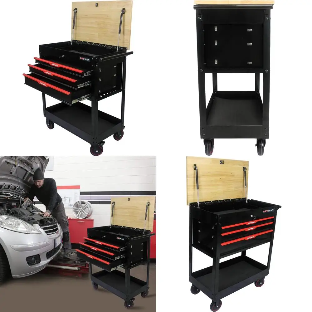 Multifunctional 38.58 Steel Tool Trolley with Wooden Top, Rolling Storage Cabinet for Workshop or Garage - Red
Multifunctional 38.58 Steel Tool Trolley with Wooden Top, Rolling Storage Cabinet for Workshop or Garage - Red