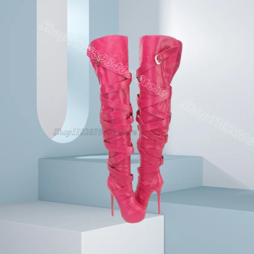 Rose Red Buckle Decor Boots New Stylish Round Toe British Style Design Women Party Casual Over Knee Boots Zapatos Para Mujere
Rose Red Buckle Decor Boots New Stylish Round Toe British Style Design Women Party Casual Over Knee Boots Zapatos Para Mujere