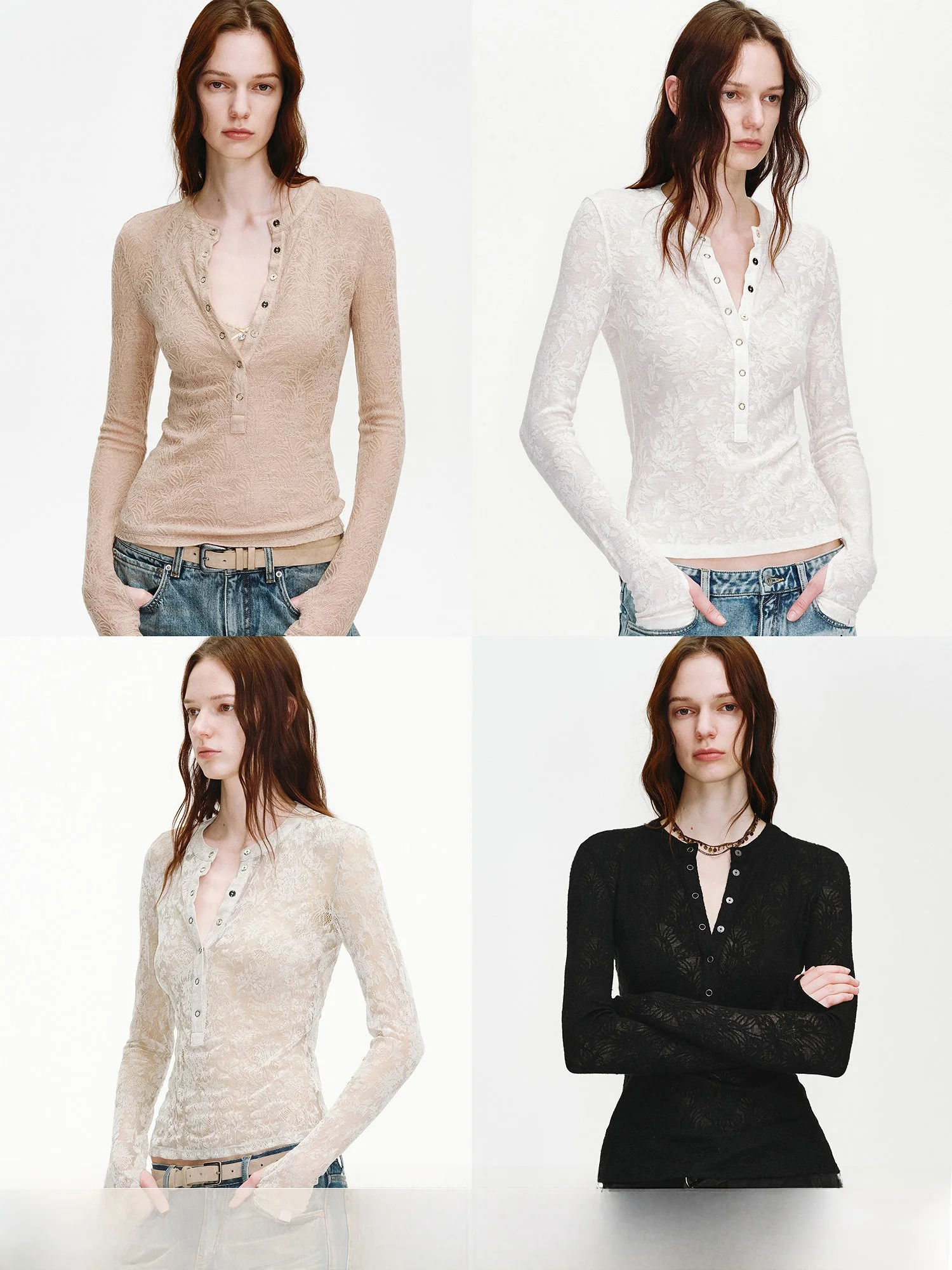 Fuzhen Henry Collar Wool Lace Blended Knitted Long Sleeve H-Shape T-Shirt Women's Retro Style Commute Simple Lace Detail
Fuzhen Henry Collar Wool Lace Blended Knitted Long Sleeve H-Shape T-Shirt Women's Retro Style Commute Simple Lace Detail