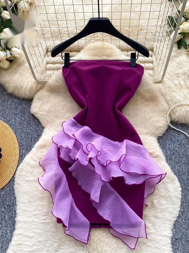 Senior Classy Party Dress Summer Ladies Ruffle Splice Backless Slim Fashion Strapless Hotsweet Luxury Gala Mini Dress
Senior Classy Party Dress Summer Ladies Ruffle Splice Backless Slim Fashion Strapless Hotsweet Luxury Gala Mini Dress