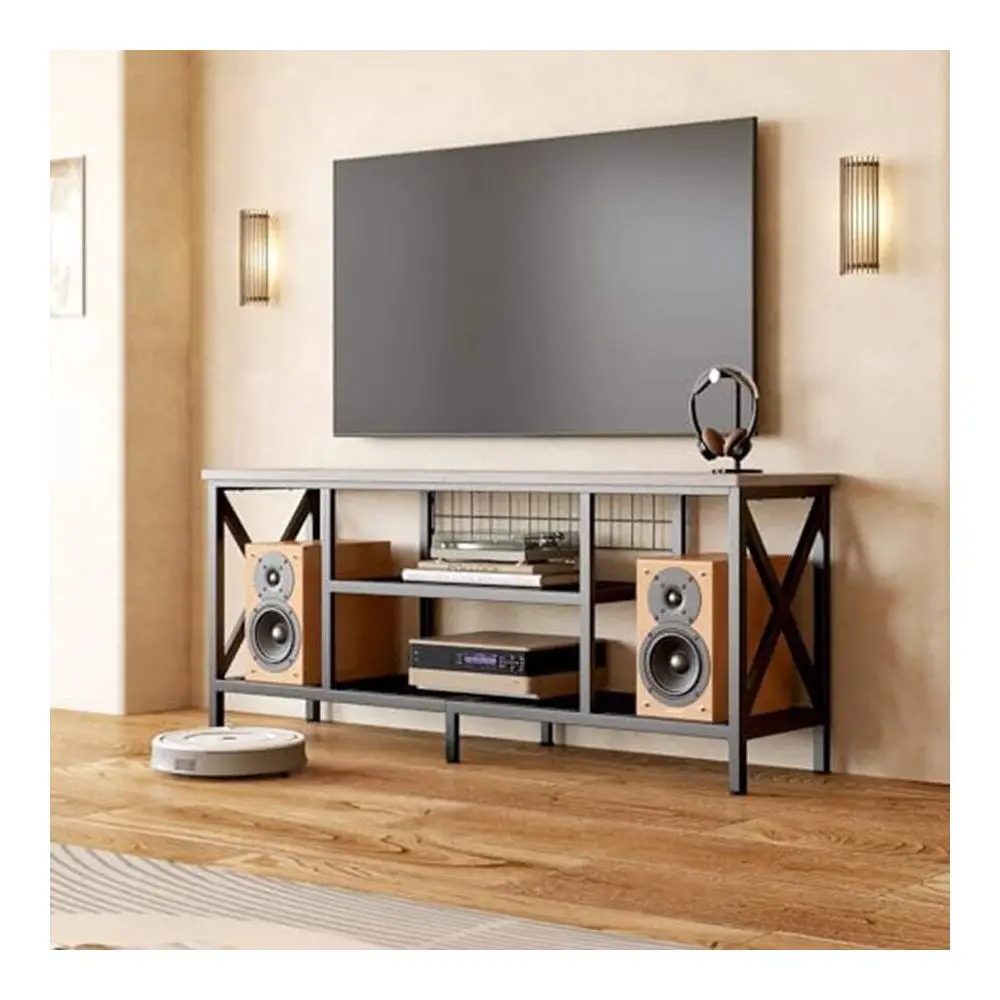 Industrial TV Stand For 5565 Inch TVs, 60 TV Cabinet With 3 Tier Open Shelves, Entertainment Center TV Console Table With Metal
Industrial TV Stand For 5565 Inch TVs, 60 TV Cabinet With 3 Tier Open Shelves, Entertainment Center TV Console Table With Metal