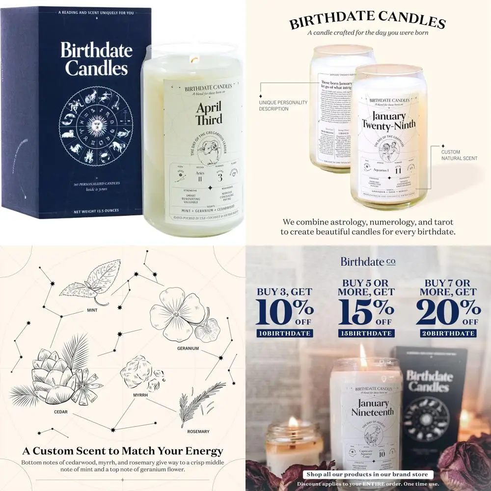 Aries Zodiac Birthday Candle - Mint, Geranium, Cedarwood Scent - Natural Soy & Coconut Wax - 60-80 Hour Burn
Aries Zodiac Birthday Candle - Mint, Geranium, Cedarwood Scent - Natural Soy & Coconut Wax - 60-80 Hour Burn