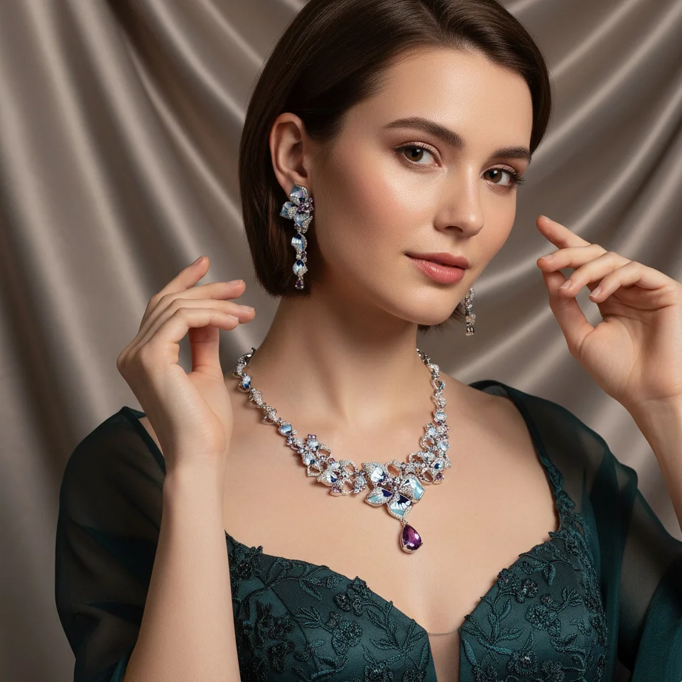 2026 New Floral CZ Jewelry Set, Hand Painted & Diamond Inlaid Necklace Earrings, High Grade Jewelry for Women
2026 New Floral CZ Jewelry Set, Hand Painted & Diamond Inlaid Necklace Earrings, High Grade Jewelry for Women