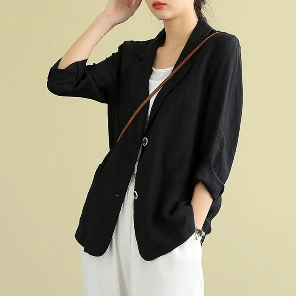 Stylish Women Outerwear Vintage Cotton Linen Women's Blazer Jacket with Lapel Casual Long Sleeve Coat for Spring Autumn Loose
Stylish Women Outerwear Vintage Cotton Linen Women's Blazer Jacket with Lapel Casual Long Sleeve Coat for Spring Autumn Loose