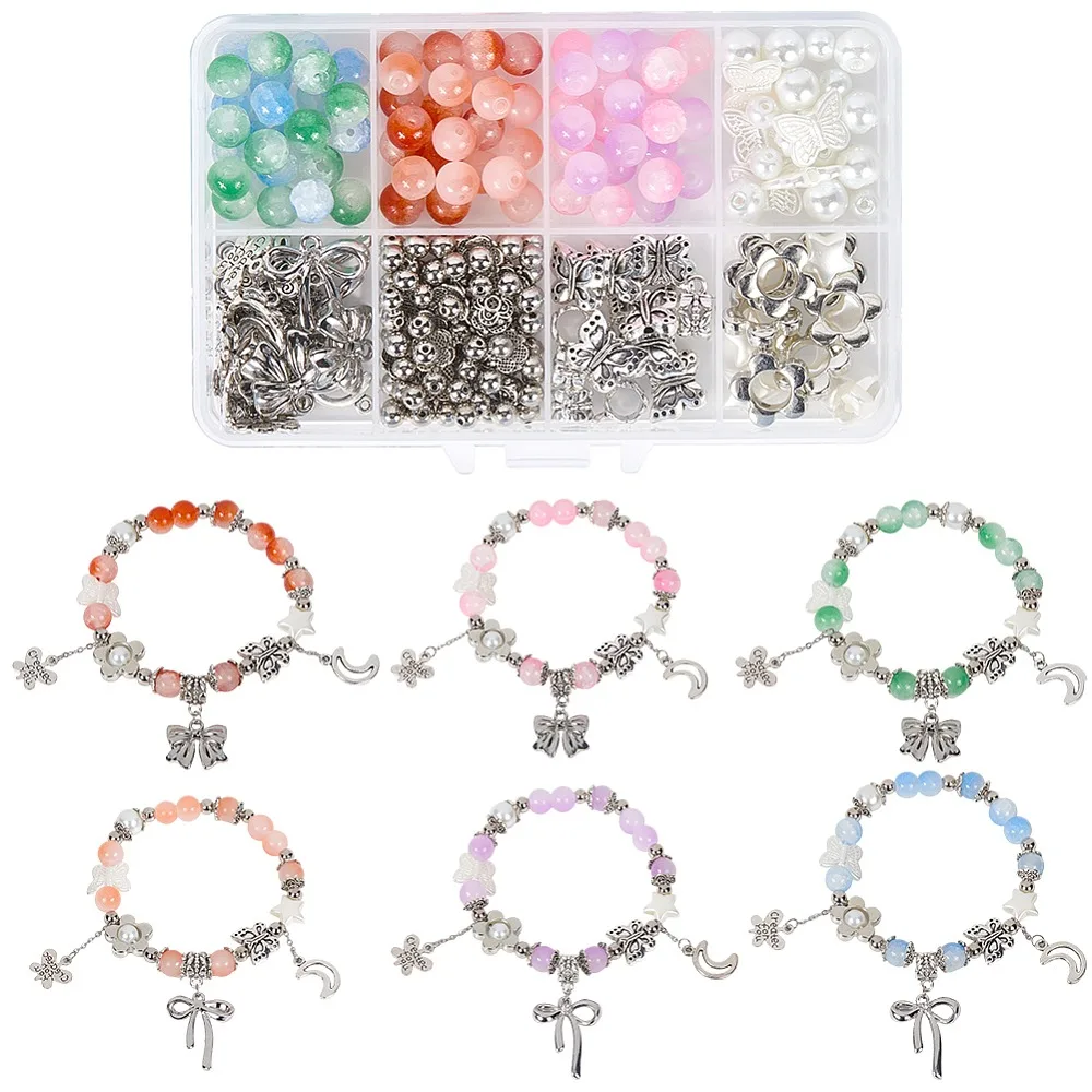 DIY Bowknot flower Bracelets Making Kits including Glass Plastic Alloy Beads Alloy Charms Cable Chains Open Jump Rings
DIY Bowknot flower Bracelets Making Kits including Glass Plastic Alloy Beads Alloy Charms Cable Chains Open Jump Rings
