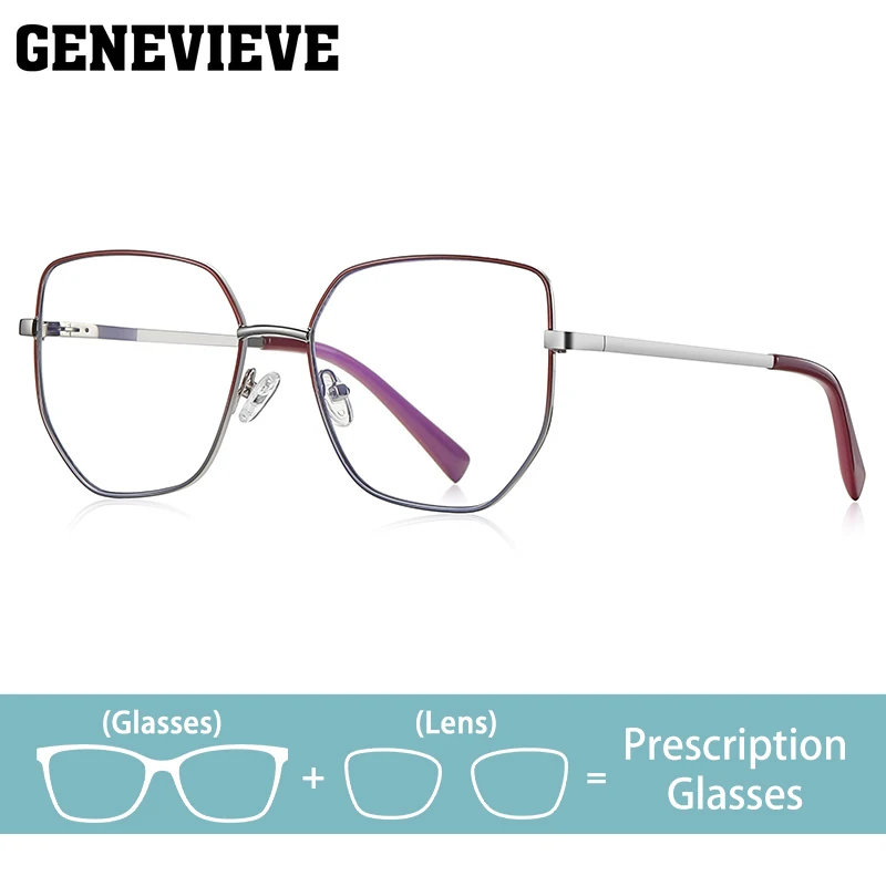 GENEVIEVE Women's Geometric Mature Metal Glasses Customized By Prescription for Anti-blue Photochromism in Six Colors PFD3093
GENEVIEVE Women's Geometric Mature Metal Glasses Customized By Prescription for Anti-blue Photochromism in Six Colors PFD3093