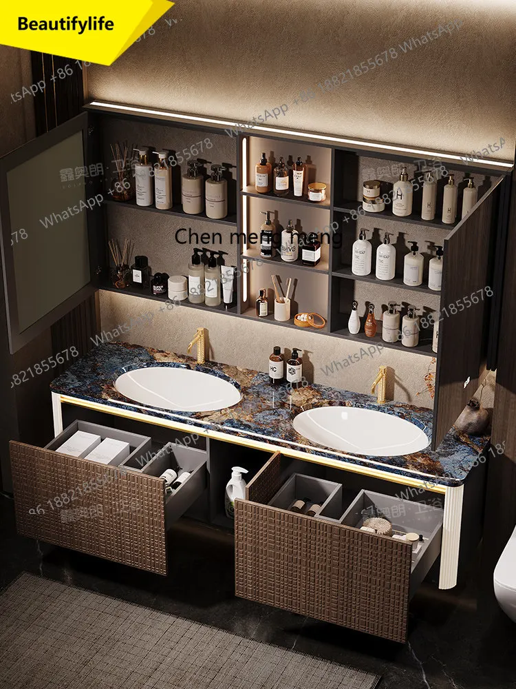 a17 Designer high-end light luxury natural black walnut bathroom cabinet combination bathroom double basin washbasin hand basin
a17 Designer high-end light luxury natural black walnut bathroom cabinet combination bathroom double basin washbasin hand basin