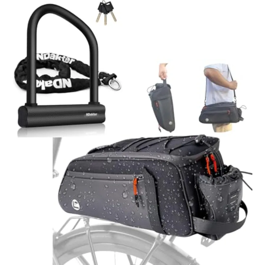 Bike Bags for Bicycle Rear Rack - 10L Waterproof 3 IN 1 Ebikes Trunk Bag, Heavy Duty Anti-Theft Black Nylon with 18mm Thick U L
Bike Bags for Bicycle Rear Rack - 10L Waterproof 3 IN 1 Ebikes Trunk Bag, Heavy Duty Anti-Theft Black Nylon with 18mm Thick U L
