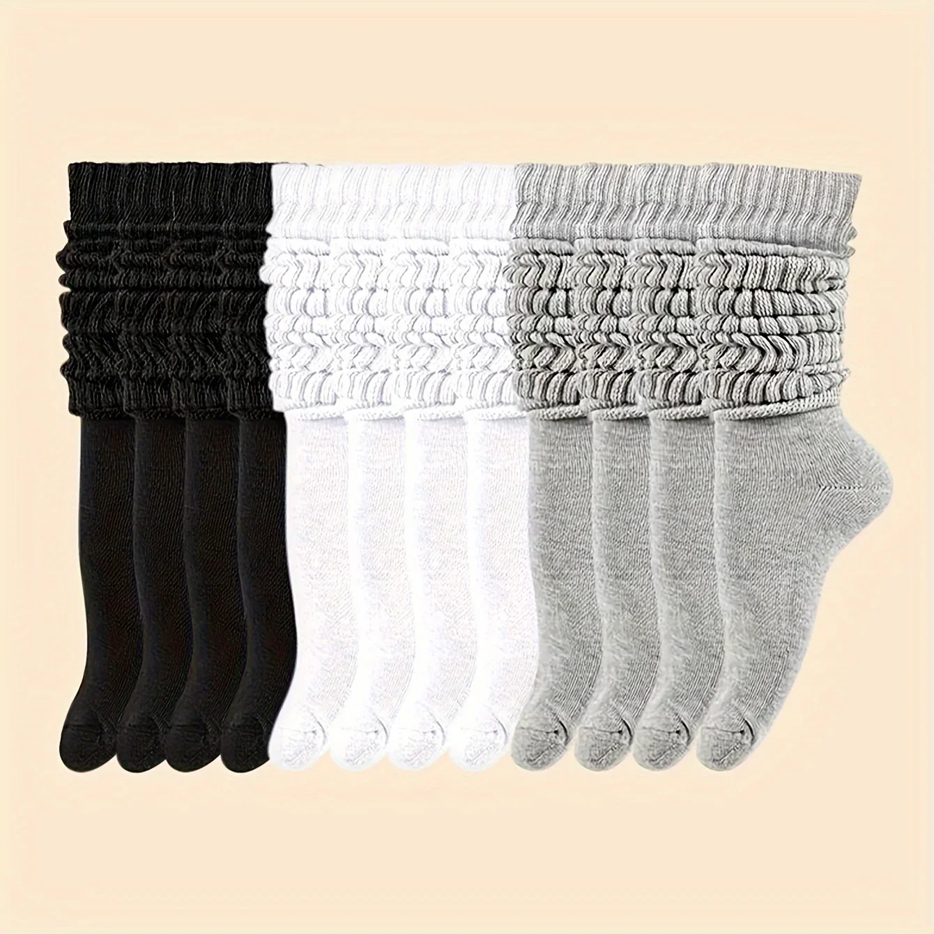 6 Pairs Solid Knitted Socks, Simple & Comfy Slouchy Socks, Women's Stockings & Hosiery
6 Pairs Solid Knitted Socks, Simple & Comfy Slouchy Socks, Women's Stockings & Hosiery