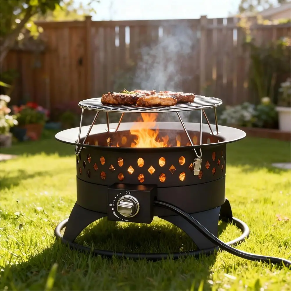 20 Inch Propane Fire Pit with Grill, 60000 BTU Smokeless Gas Firepit for Outside Patio, with Foldable Cooking Grate & 7 lbs Lava
20 Inch Propane Fire Pit with Grill, 60000 BTU Smokeless Gas Firepit for Outside Patio, with Foldable Cooking Grate & 7 lbs Lava