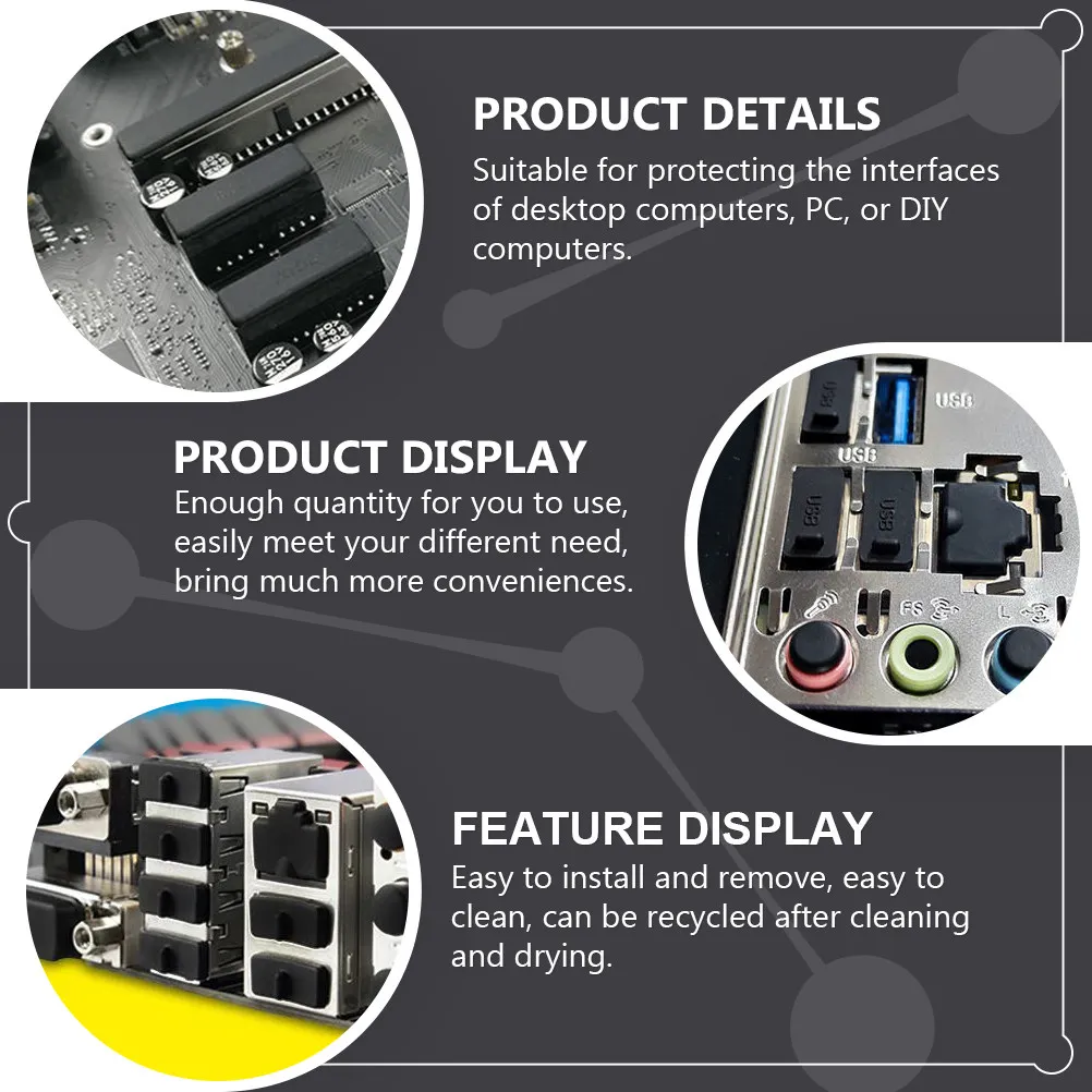 Набор из 40 силиконовых заглушек для защиты компьютерных портов от пыли, для материнских плат и интерфейсов настольных ПК
Набор из 40 силиконовых заглушек для защиты компьютерных портов от пыли, для материнских плат и интерфейсов настольных ПК