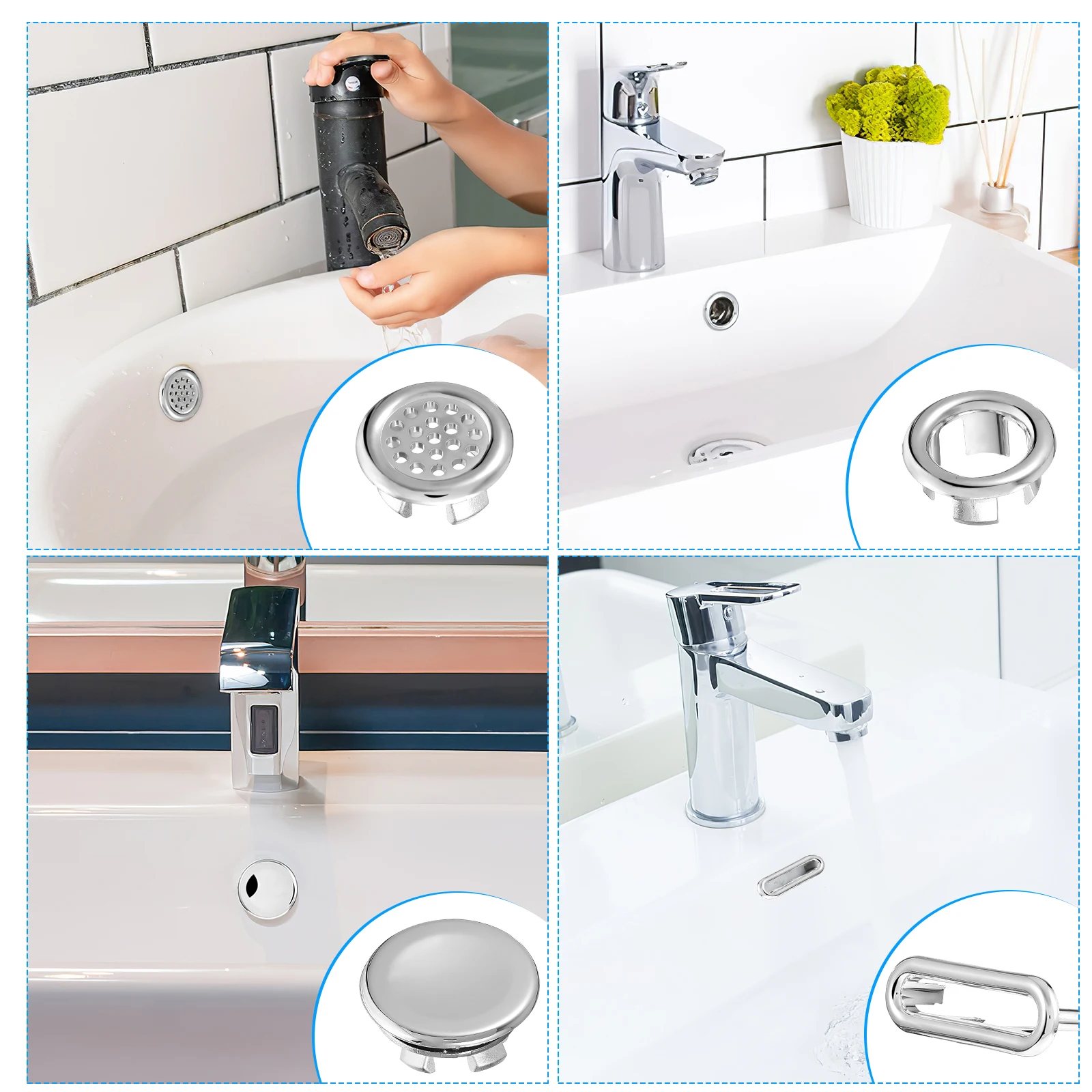 8 шт. крышки для перелива, универсальные кольца для перелива раковины для ванной комнаты, кухни, ванны, хромированная декоративная крышка сливного отверстия
8 шт. крышки для перелива, универсальные кольца для перелива раковины для ванной комнаты, кухни, ванны, хромированная декоративная крышка сливного отверстия