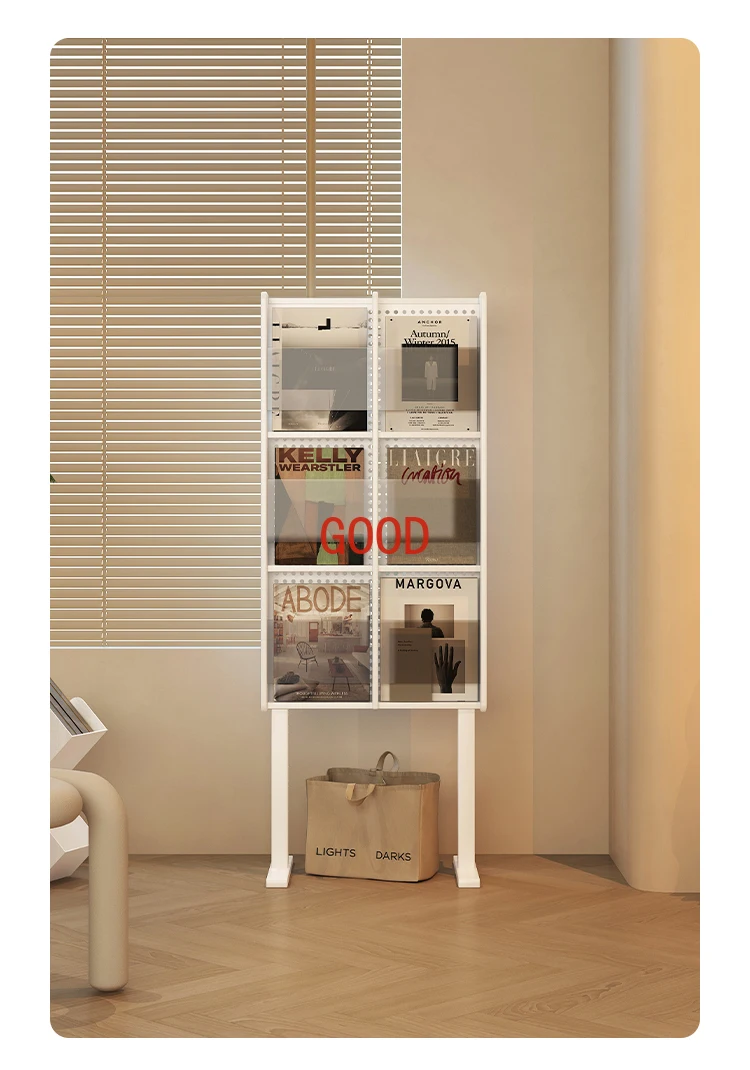 Magazine Shelf Floor Living Room Bookshelf and Storage Shelf Wire-Wrap Board Storage Display Stand Cream Style
Magazine Shelf Floor Living Room Bookshelf and Storage Shelf Wire-Wrap Board Storage Display Stand Cream Style