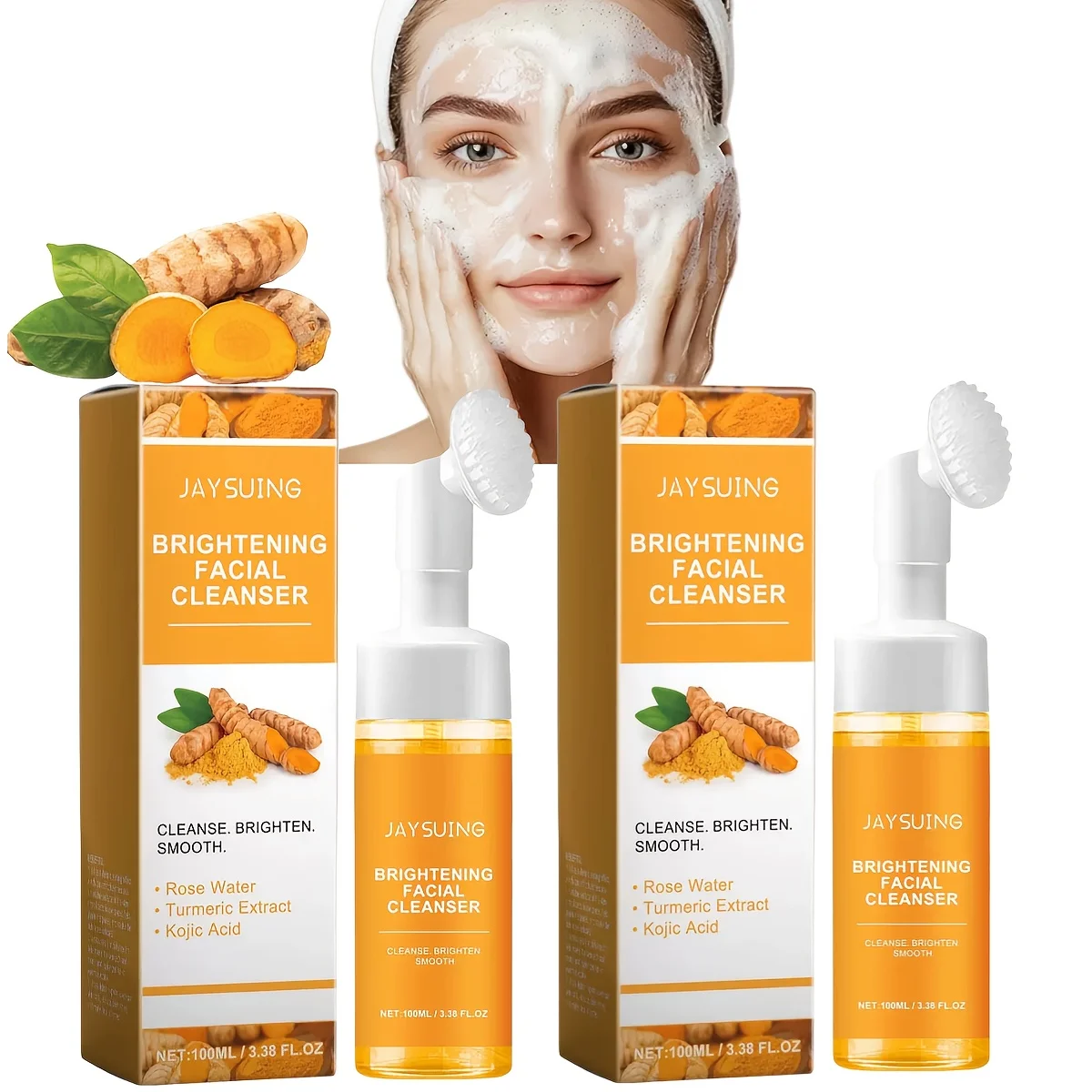 Turmeric Facial Cleanser - 2pcs Damascus Rose Water, Moisturizing Skin with Cleansing Brush Head
Turmeric Facial Cleanser - 2pcs Damascus Rose Water, Moisturizing Skin with Cleansing Brush Head