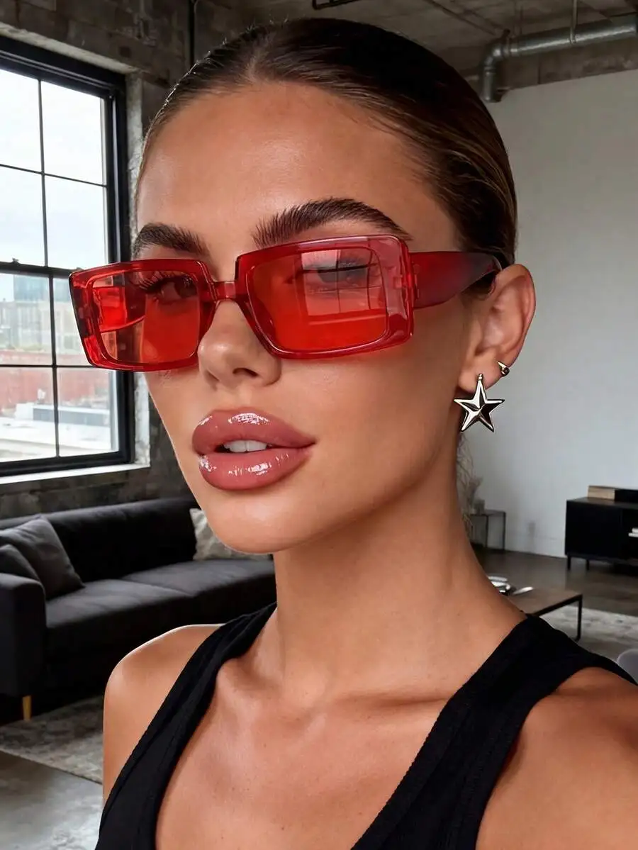 Unisex Rectangular Red Frame Fashion Sunglasses For Outdoor Travel Beach Party UV Protection
Unisex Rectangular Red Frame Fashion Sunglasses For Outdoor Travel Beach Party UV Protection