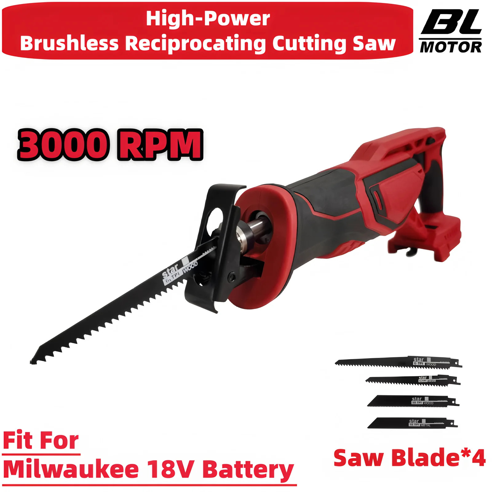 Brushless Reciprocating Saw 3000RPM High-Power Cutting Saw Electric Saber Saw Cutting Machine Power Tools For Milwaukee Battery
Brushless Reciprocating Saw 3000RPM High-Power Cutting Saw Electric Saber Saw Cutting Machine Power Tools For Milwaukee Battery