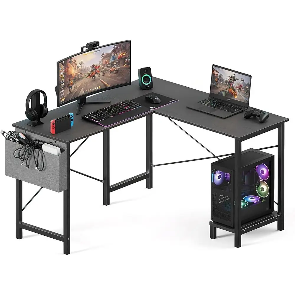 50-Inch L-Shaped Desk with Side Storage and Reversible Shelf for Gaming, Home Office, and Study in Black
50-Inch L-Shaped Desk with Side Storage and Reversible Shelf for Gaming, Home Office, and Study in Black