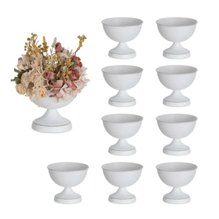 Wedding centrepiece urn vases: white metal 6in height vintage-style hammered finish set of 10 small elegant pots for floral arr
Wedding centrepiece urn vases: white metal 6in height vintage-style hammered finish set of 10 small elegant pots for floral arr