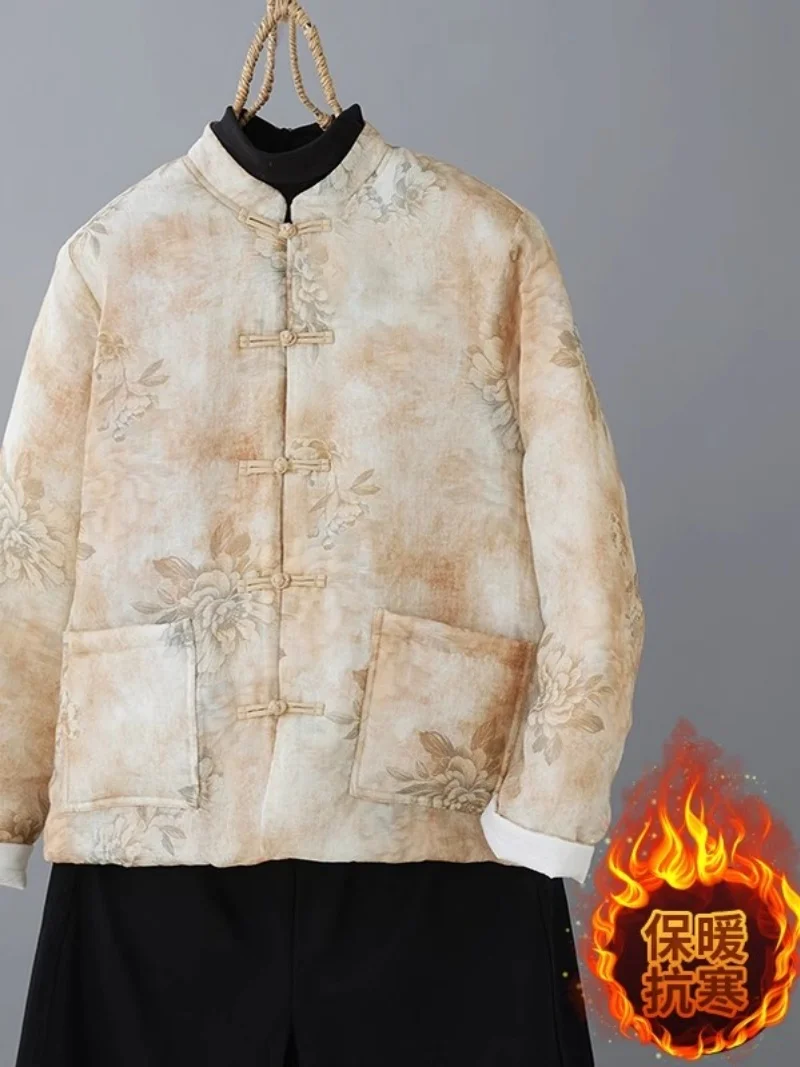 Chinese Style Peony Printed Cotton Clothing For Women's Autumn Winter Standing Collar Plate Buckle Thick Quilted Jacket w1087
Chinese Style Peony Printed Cotton Clothing For Women's Autumn Winter Standing Collar Plate Buckle Thick Quilted Jacket w1087