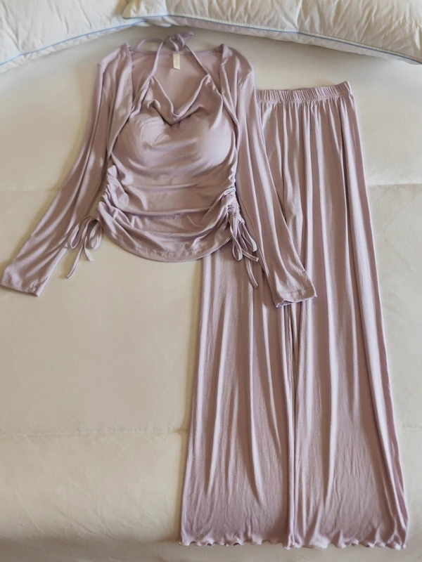 Sexy Pure Desire Modal Sleepwear Set Women's Long Sleeve Robe with Chest Pad Home Clothes Spring Autumn Winter Trendy Design
Sexy Pure Desire Modal Sleepwear Set Women's Long Sleeve Robe with Chest Pad Home Clothes Spring Autumn Winter Trendy Design