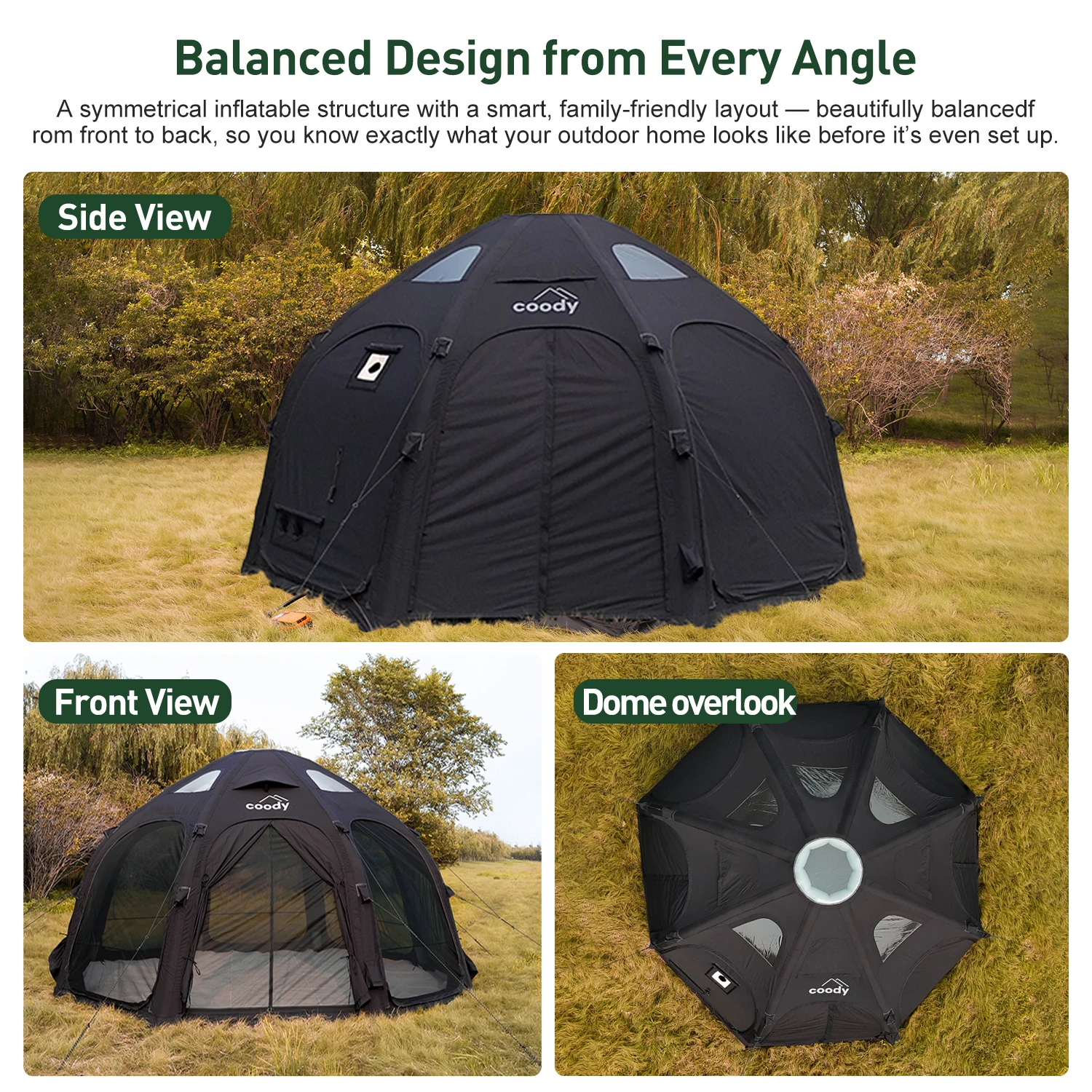 Dome Air Tent-Black Waterproof Outdoor Geodesic Family Dome House Inflatable Tent
Dome Air Tent-Black Waterproof Outdoor Geodesic Family Dome House Inflatable Tent
