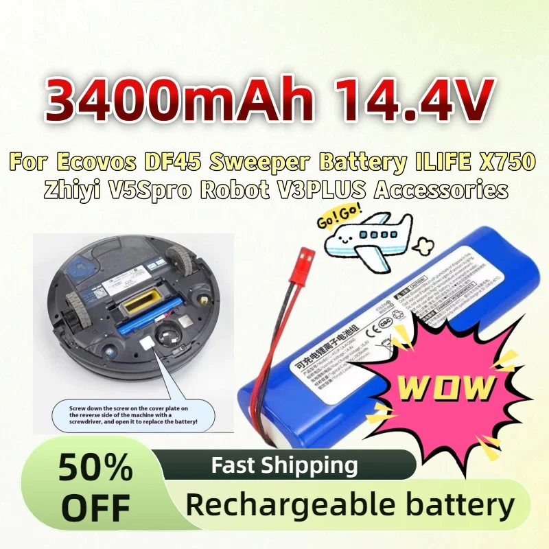 Аккумулятор для робота-пылесоса Ecovos DF45, ILIFE X750, Zhiyi V5Spro, V3PLUS, 3.4Ач 14.4В, быстрая доставка
Аккумулятор для робота-пылесоса Ecovos DF45, ILIFE X750, Zhiyi V5Spro, V3PLUS, 3.4Ач 14.4В, быстрая доставка