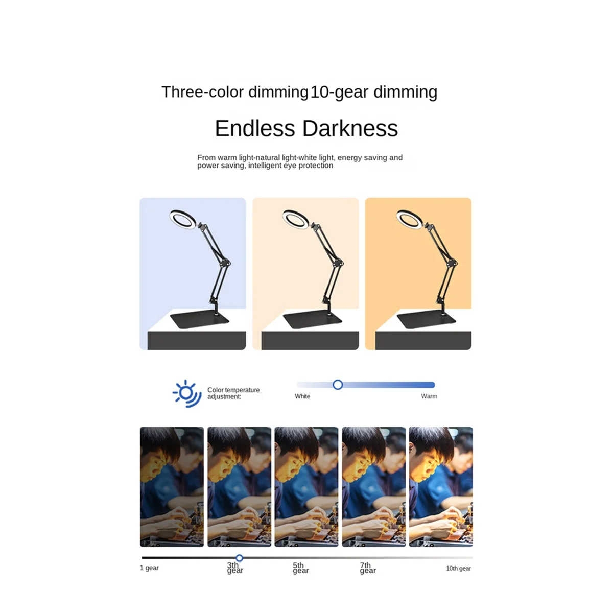 YHYS 10X Magnifying Glass with Light and Stand, Dimmer Adjustable Swing Arm 2-In-1 Desk Lamp and Clamp, LED Desk Magnifier
YHYS 10X Magnifying Glass with Light and Stand, Dimmer Adjustable Swing Arm 2-In-1 Desk Lamp and Clamp, LED Desk Magnifier