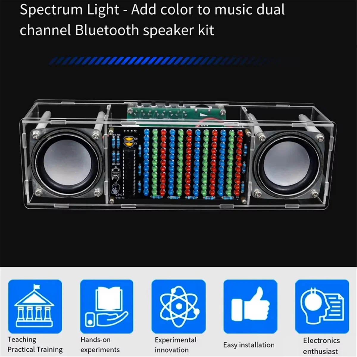Audio Kit DIY Bluetooth Speaker Kit Electronic LED Music Spectrum Dual Channel Soldering Practice 3W Speaker 8002 Amplifier
Audio Kit DIY Bluetooth Speaker Kit Electronic LED Music Spectrum Dual Channel Soldering Practice 3W Speaker 8002 Amplifier