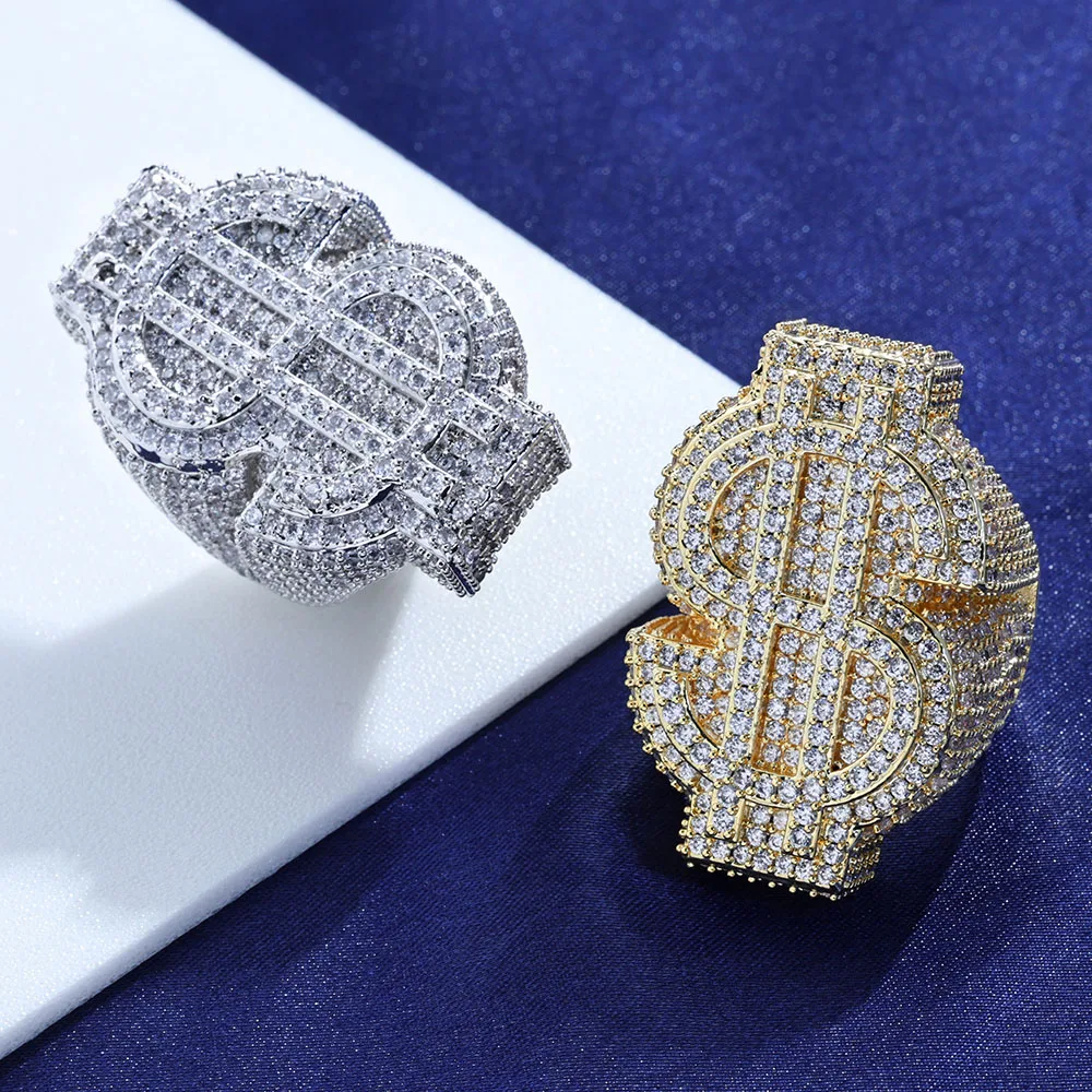 Hot Selling Hip Hop Jewelry Brass 5A Cz Iced Out Dollar Big Rings Men's Good Quality Money Ring Party Gift
Hot Selling Hip Hop Jewelry Brass 5A Cz Iced Out Dollar Big Rings Men's Good Quality Money Ring Party Gift