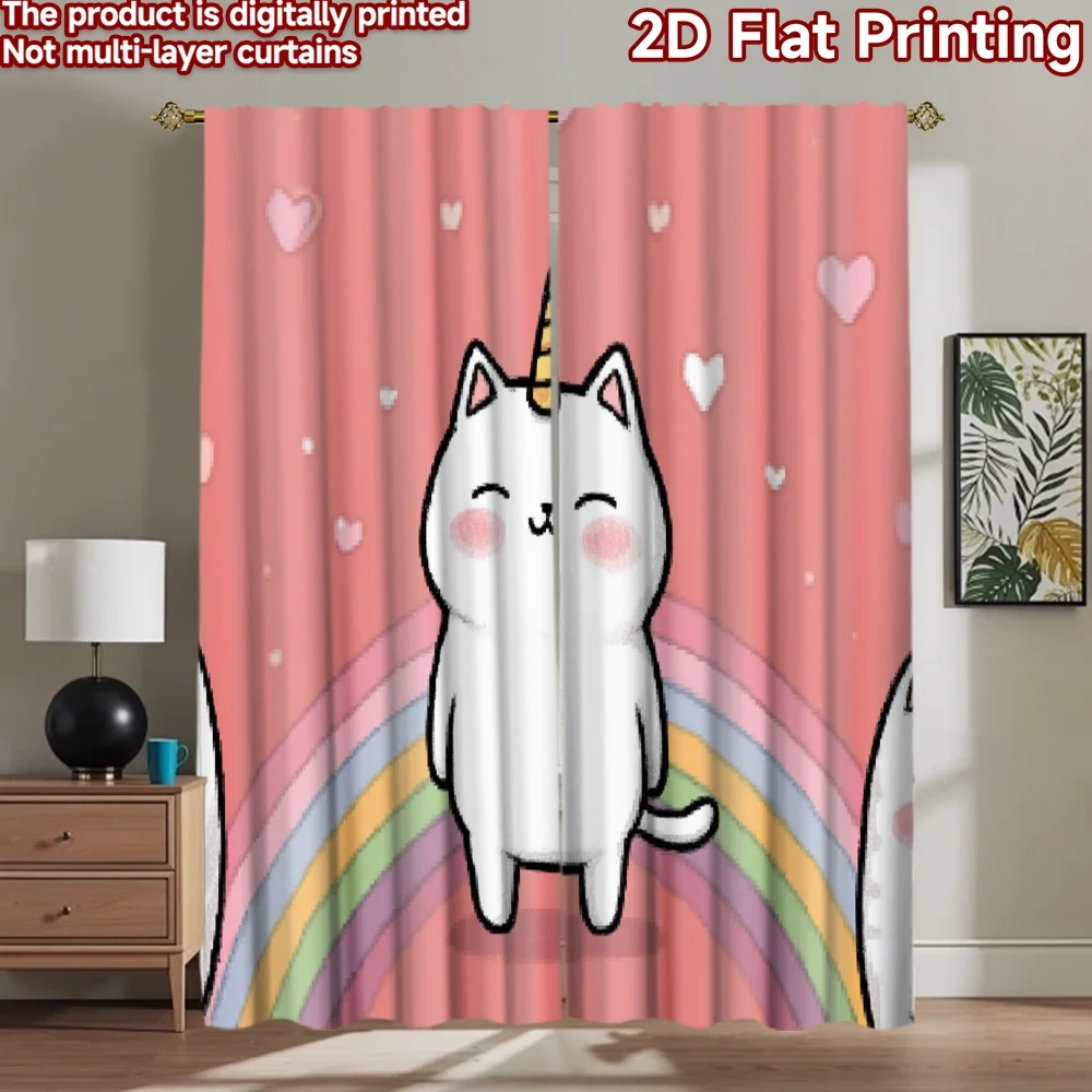 2D flat printing 2pcs Window Curtains Cute Cat Unicorn Rainbow Digital Printed Polyester Drapes Festive Wall Decor Perfect for
2D flat printing 2pcs Window Curtains Cute Cat Unicorn Rainbow Digital Printed Polyester Drapes Festive Wall Decor Perfect for