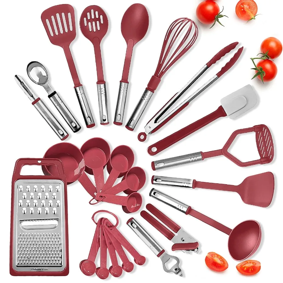 Kitchen Utensil Set 24 Nylon Stainless Steel Utensil Set, Non-Stick and Heat Resistant Cooking Utensils Set, Kitchen Tools, Bla
Kitchen Utensil Set 24 Nylon Stainless Steel Utensil Set, Non-Stick and Heat Resistant Cooking Utensils Set, Kitchen Tools, Bla