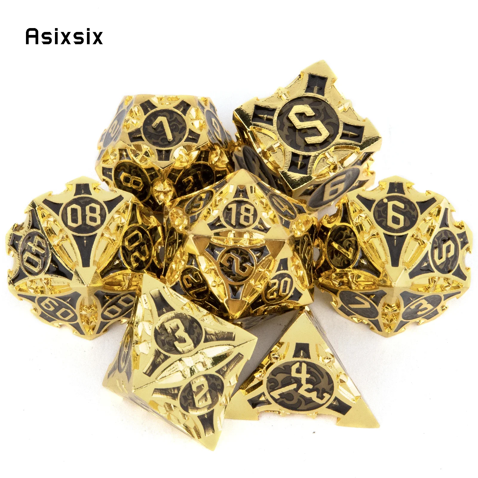 7 Pcs Yellow Black Metal Dice Solid Metal Polyhedral Dice Set Suitable for Role-Playing RPG Board Game Card Game
7 Pcs Yellow Black Metal Dice Solid Metal Polyhedral Dice Set Suitable for Role-Playing RPG Board Game Card Game
