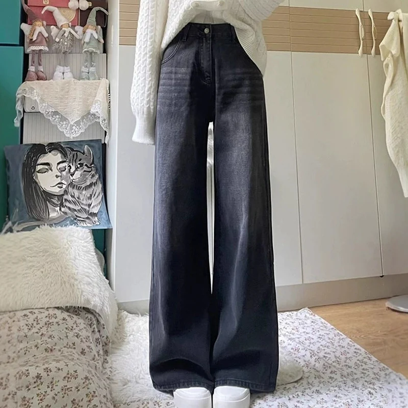 Черные, серые прямые джинсы для женщин, свободные джинсы с высокой талией в стиле ретро, женские 2022, весенне-осенние широкие брюки на молнии, Mujer
Черные, серые прямые джинсы для женщин, свободные джинсы с высокой талией в стиле ретро, женские 2022, весенне-осенние широкие брюки на молнии, Mujer