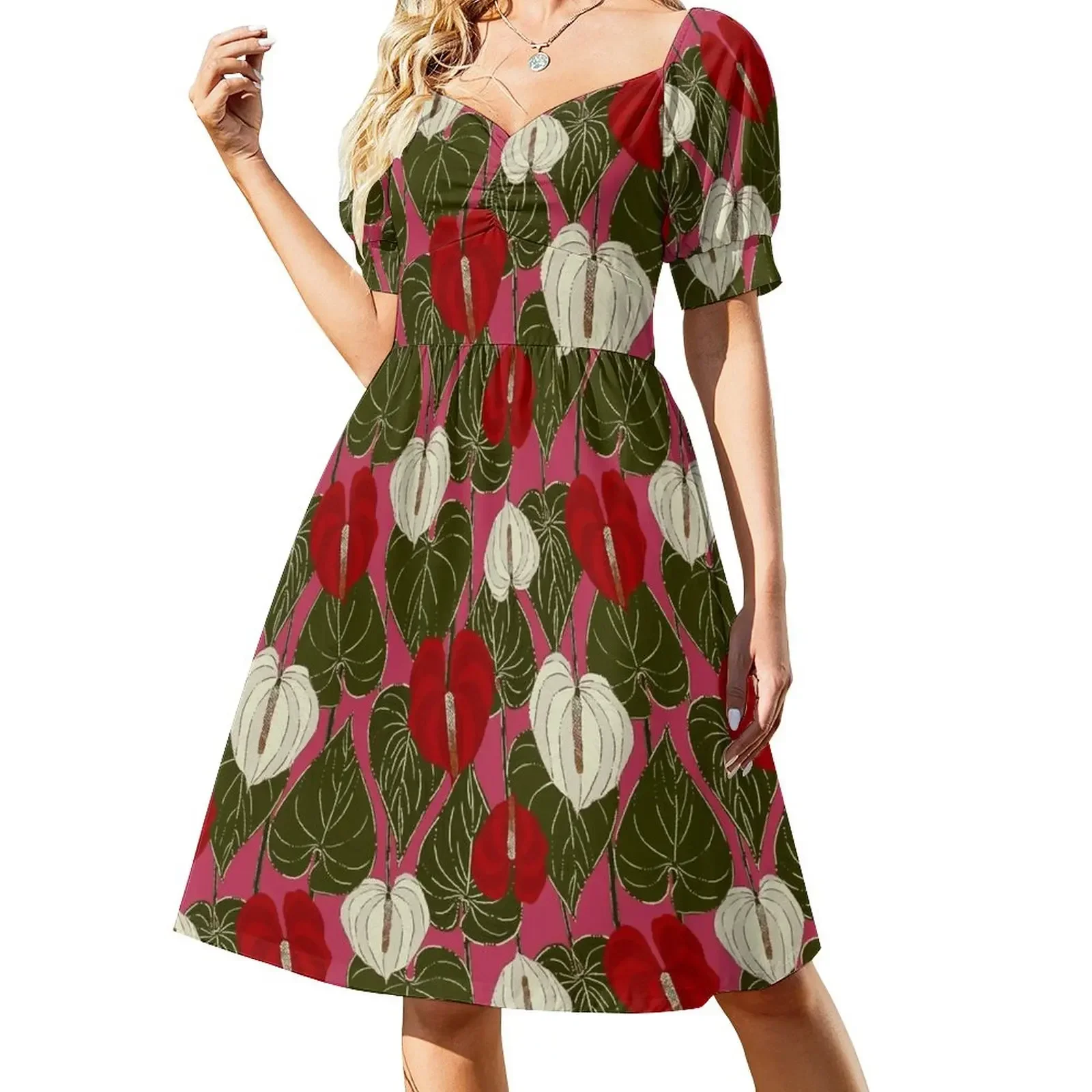 Anthuriums Viva Magenta Short-Sleeved Dress summer dress daily dress for woman women's fashion dresses
Anthuriums Viva Magenta Short-Sleeved Dress summer dress daily dress for woman women's fashion dresses