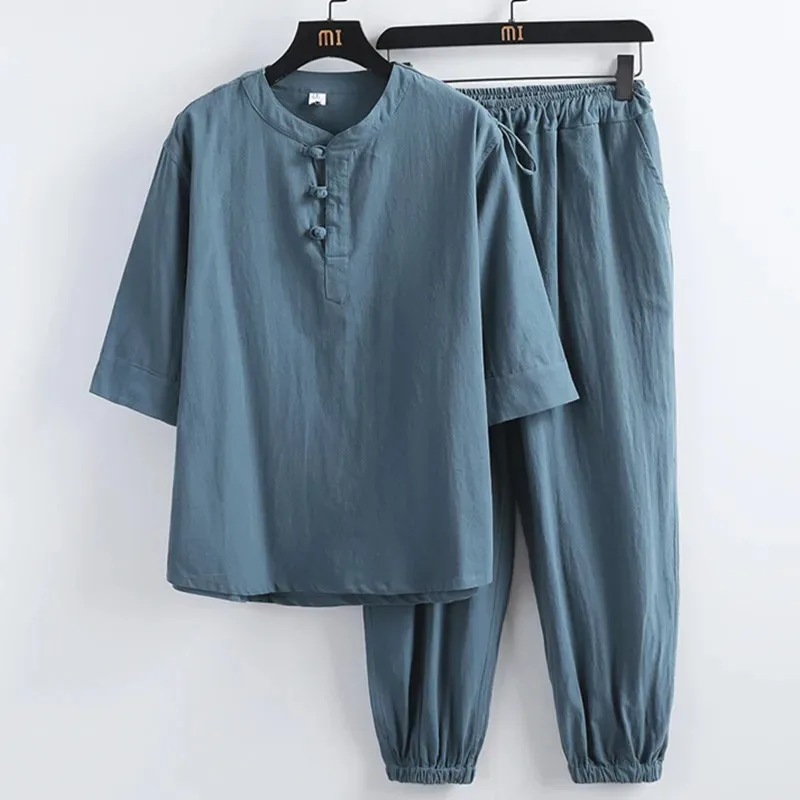 Retro Chinese Zen Tea Shirt Pants Medieval Viking Fashion Casual T-shirt Pants Tang Men's Set
Retro Chinese Zen Tea Shirt Pants Medieval Viking Fashion Casual T-shirt Pants Tang Men's Set