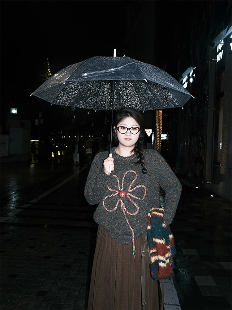 Loose Women's round Ne Knitwear Neon Melody Floral Tulle Lazy Sle Winter Large Size Korean Version Fce-Lined Top
Loose Women's round Ne Knitwear Neon Melody Floral Tulle Lazy Sle Winter Large Size Korean Version Fce-Lined Top