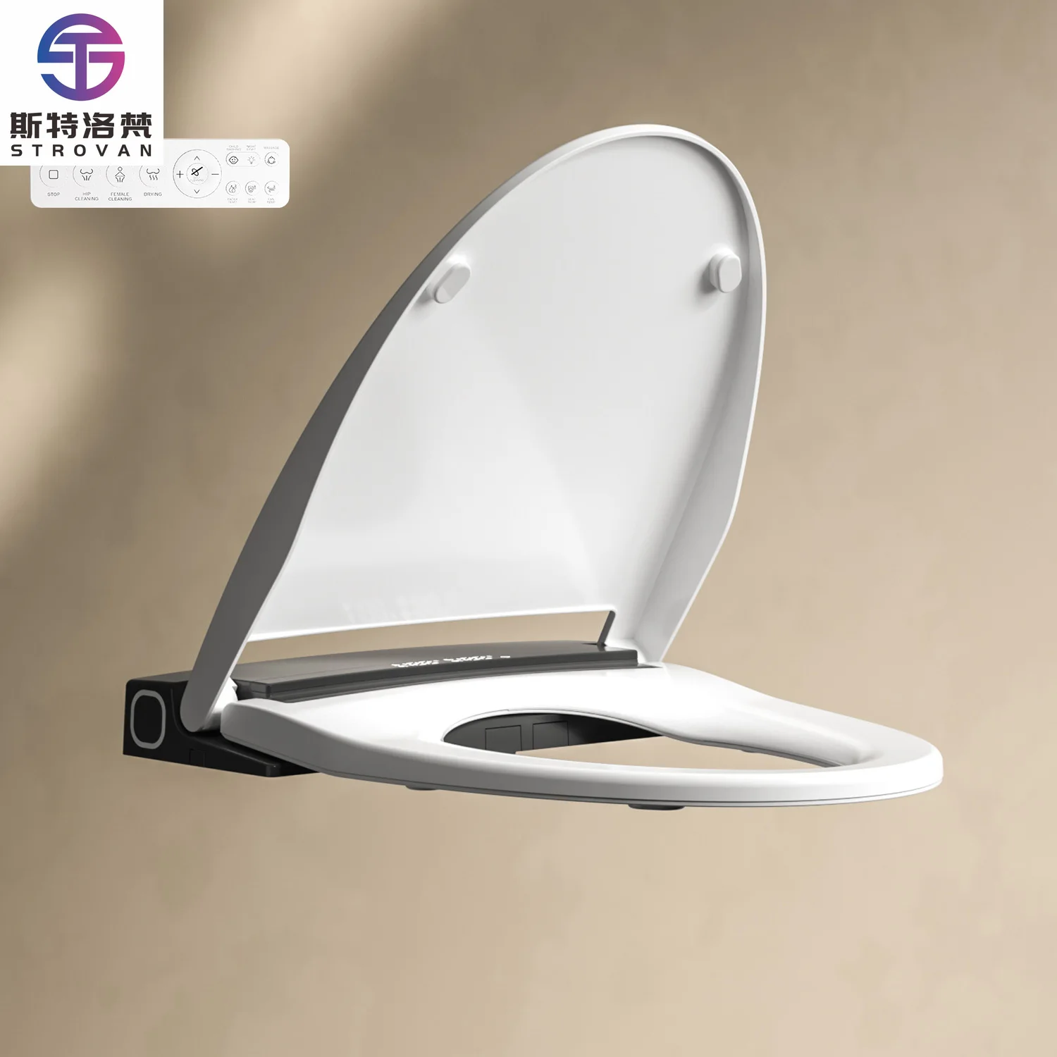 STLF Automatic Bidet Smart Plastic Black V Shape Elongated Heated Soft Close Self Cleaning Digital Display Cover Remote Control
STLF Automatic Bidet Smart Plastic Black V Shape Elongated Heated Soft Close Self Cleaning Digital Display Cover Remote Control