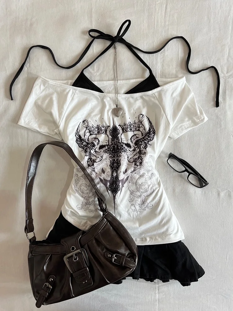 Original Retro White Shoulder-baring T-shirt Women's Slimming Versatile Summer New Style Fake Two-piece Top Casual Fit Short ...
Original Retro White Shoulder-baring T-shirt Women's Slimming Versatile Summer New Style Fake Two-piece Top Casual Fit Short ...