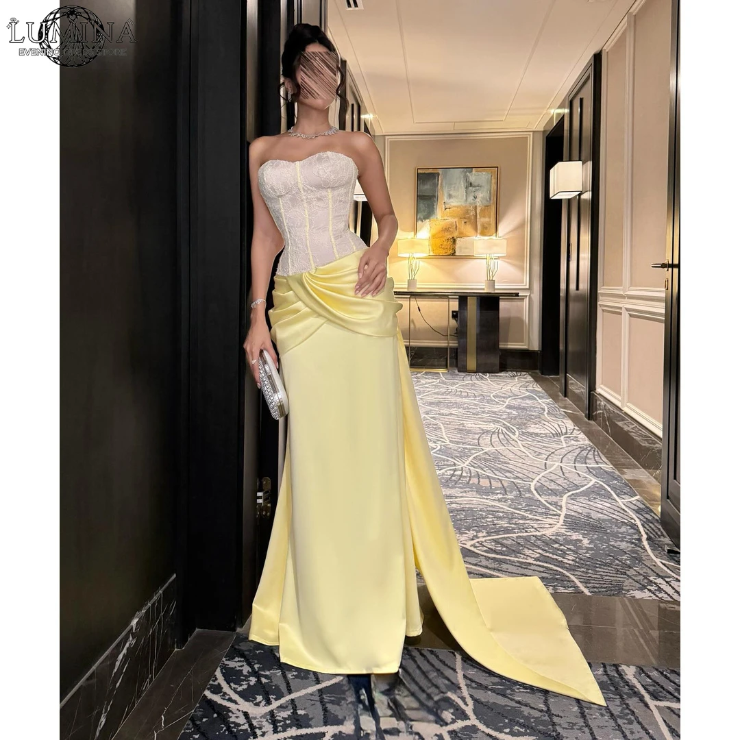 Lumina A Word Luxury Elegant Party Dresses 2026 Women's Wedding Party Attire Yellow Satin Custom Made Lace Embroidery Ball Gowns
Lumina A Word Luxury Elegant Party Dresses 2026 Women's Wedding Party Attire Yellow Satin Custom Made Lace Embroidery Ball Gowns